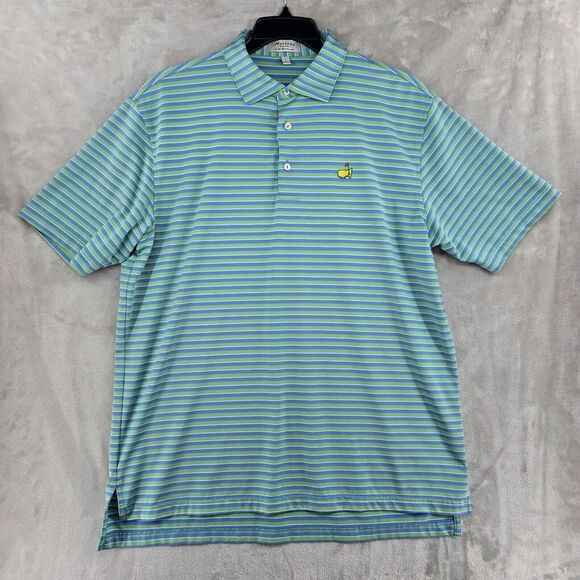 Masters Golf Peter Millar Summer Comfort Polo Shirt Mens Large Blue Green - Picture 3 of 6